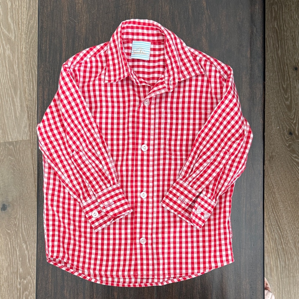 Classic Red Gingham Kids Button-Down Shirt
